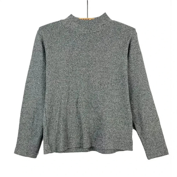 Womens Small Grey Knit Mock Neck Sweater Basic Thick Knit - Picture 1 of 3